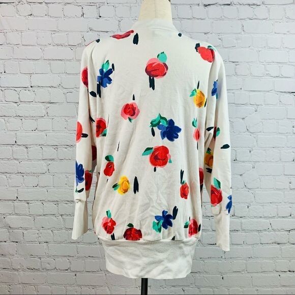 VTG 80s Peter Popovich Floral Print Varsity Cotton Blend Cardigan Sweater - Picture 13 of 13